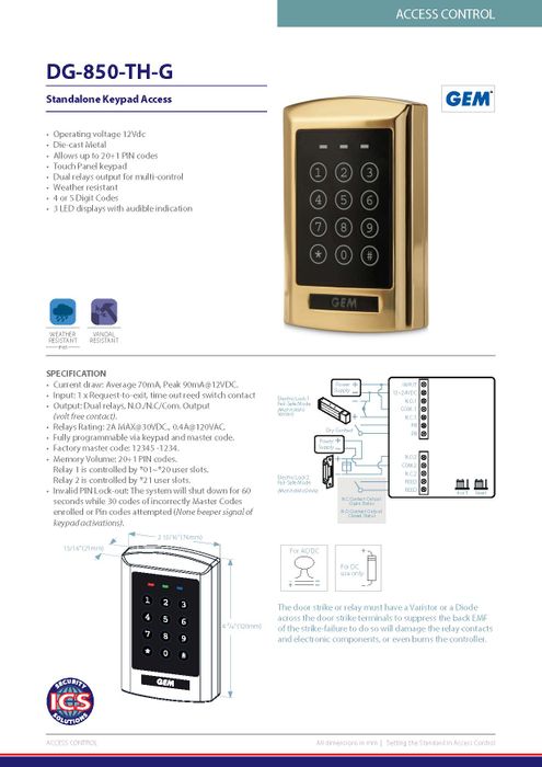 Brass Touch Screen Keypad